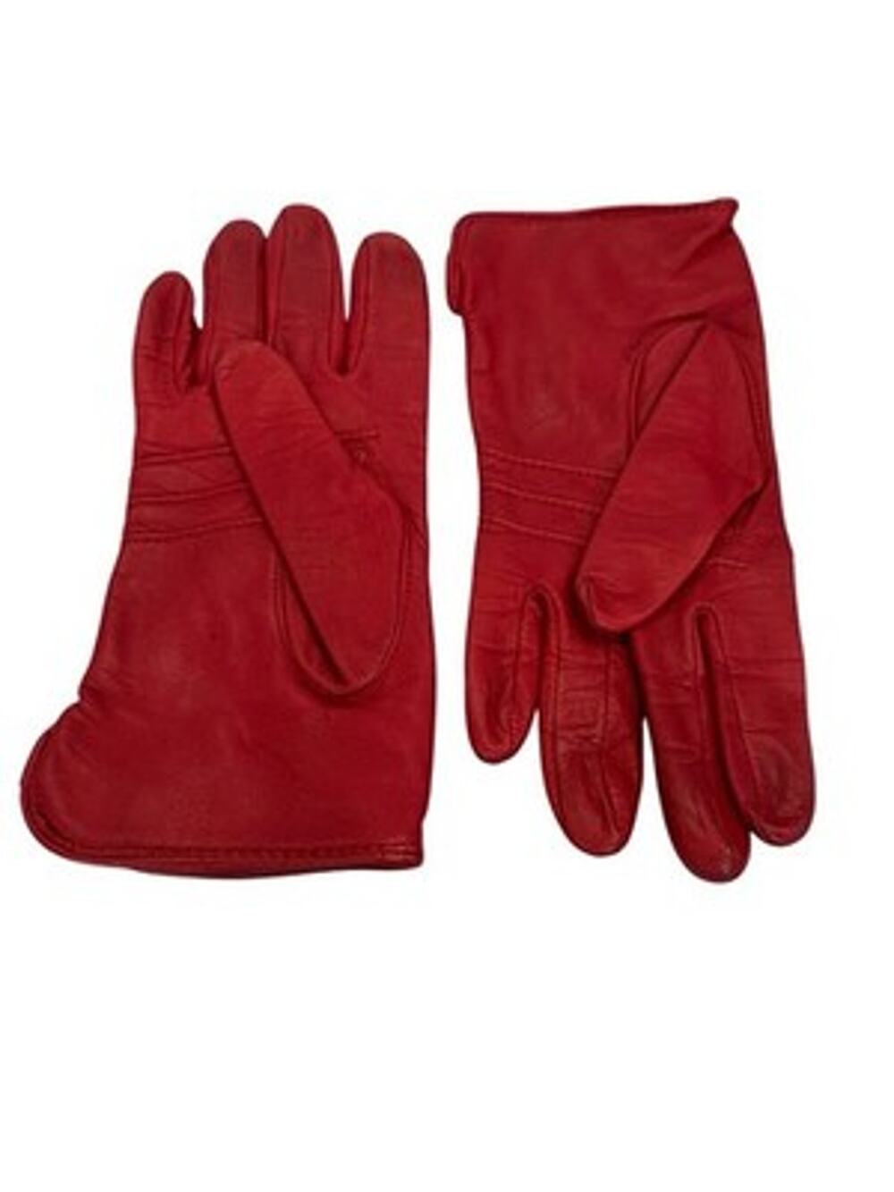 Preston & York Red Leather Gloves Women’s Size 7 Soft Lined Winter Dress